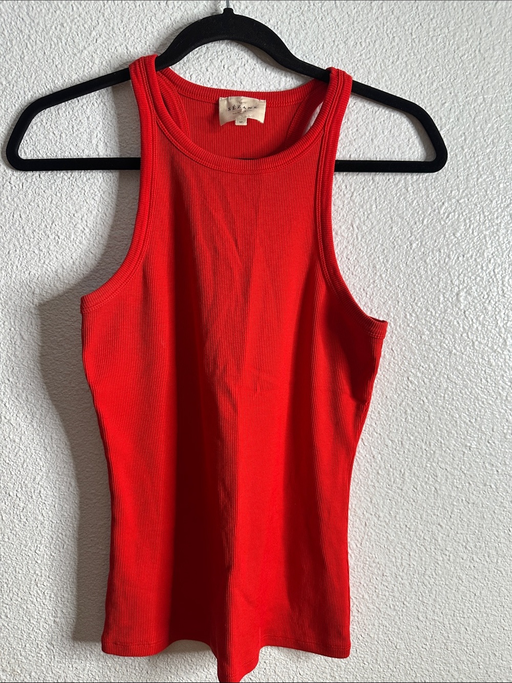 Sezane Sleeveless Ribbed Tank Top - Red size M